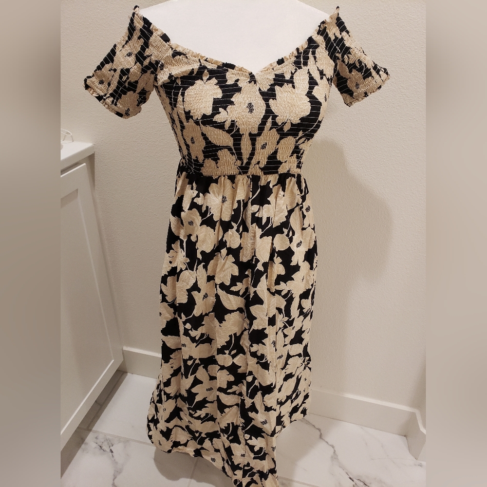 Floral Black and Cream Dress